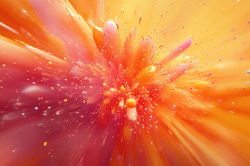 Poster - Vibrant explosion of orange and pink paint splatters, creating a dynamic and energetic visual effect.