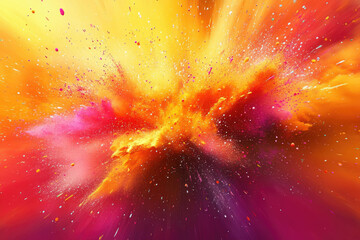 Aufkleber - Vibrant explosion of colorful powder, dynamic and energetic, radiating outwards.