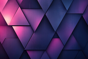 Poster - Abstract geometric background with purple and pink triangular shapes, creating a modern and elegant design.