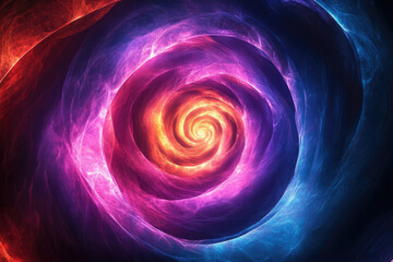 Poster - A vibrant, swirling vortex of energy, radiating warm and cool hues, creating a mesmerizing cosmic scene.