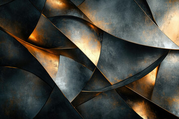 Poster - Abstract metallic background with dark gray and gold elements, creating a textured, layered design.