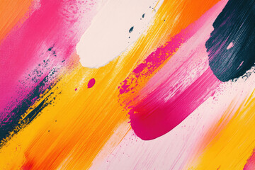 Poster - Abstract artwork featuring vibrant hues of pink, orange, and dark accents, creating dynamic brushstrokes.