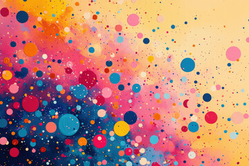 Poster - Vibrant abstract art featuring colorful circles and dots on a textured background.