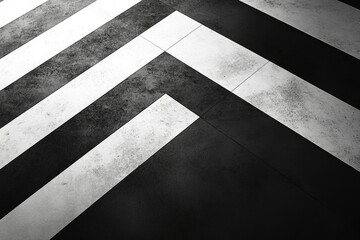 Poster - Abstract black and white angled stripes on a textured surface, possibly a pedestrian crossing.