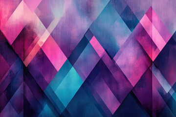 Poster - Abstract geometric art with pink, purple, and blue diamond shapes, textured and layered.
