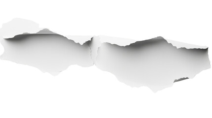 Poster - Torn horizontal piece of white paper with transparent background revealing checkered pattern