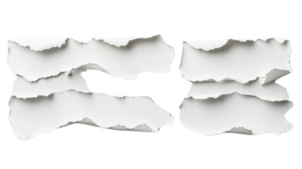 Poster - Set of ripped white paper pieces with transparent background
