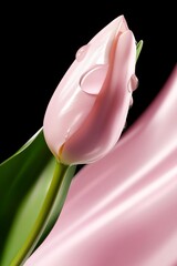 Poster - A pink tulip with water droplets on it