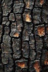 Sticker - A close up of the bark of a tree that has been burned