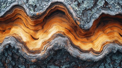 Wall Mural - A close up of a tree trunk covered in lichen