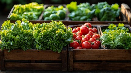 Wall Mural - A wooden crate filled with lots of different types of vegetables