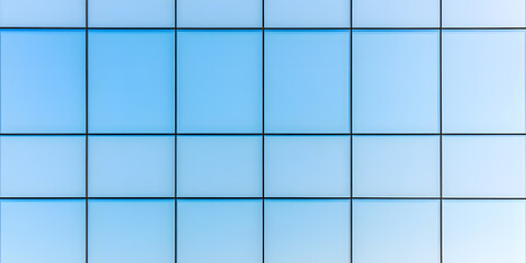 Poster - Sky-blue Square Panels: A serene, structured surface of evenly spaced square panels in light sky-blue hues, creating a calming geometric pattern.