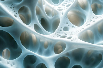 Poster - Abstract representation of trabecular bone structure, showcasing its intricate network of interconnected spaces.