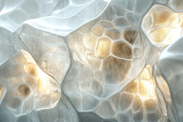 Poster - Abstract 3D render of a textured, organic, flowing, light-catching surface with a metallic sheen.