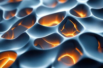 Poster - Abstract 3D render of a textured surface with glowing orange accents in the crevices.