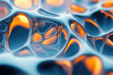 Poster - Abstract 3D rendering of a complex, interconnected network with glowing orange accents.