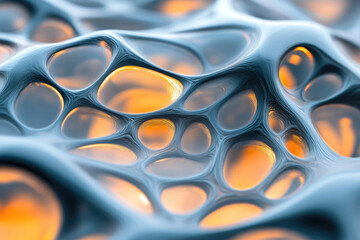 Poster - Abstract 3D render of a flowing, interconnected network with glowing orange accents.