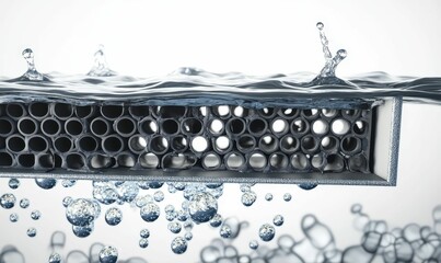 Water flowing through porous grey filter