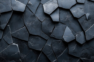 Aufkleber - Dark, fractured stone texture; abstract background of rough, broken rock fragments.