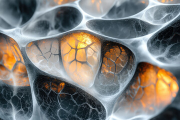 Poster - Abstract 3D rendering of a complex network structure with glowing orange accents.