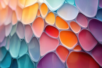 Poster - Abstract art showcasing a mesmerizing blend of pastel colors forming an interconnected, organic pattern of rounded shapes.
