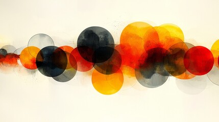 Wall Mural - An abstract painting of circles on a white background