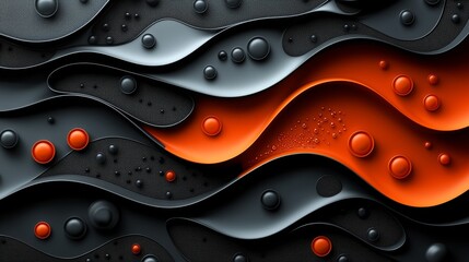 Wall Mural - A black and orange abstract background with water droplets