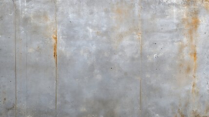 Poster - Weathered gray concrete wall displaying rust stained vertical lines, revealing industrial texture with raw, textural character and aged urban aesthetic