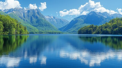 Wall Mural - A large body of water with mountains in the background