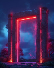 Wall Mural - empty space white background Neon Glow Shironuri -_008