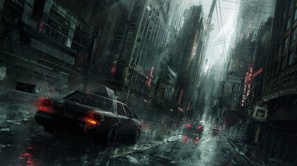 Wall Mural - empty space white background Urban Sci-Fi --chaos _003