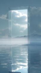 Wall Mural - empty space white background urban sci-fi backligh_001