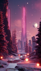 Wall Mural - festive landscape Urban Sci-Fi Shoegaze --no freck_003