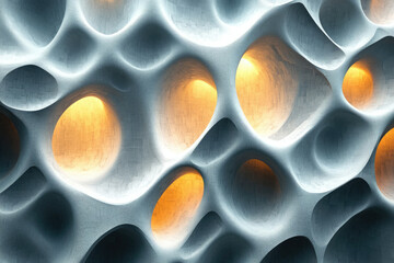 Aufkleber - Abstract 3D render of a textured surface with illuminated organic cavities.  Modern, futuristic design.