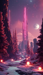 Wall Mural - festive landscape urban sci-fi shoegaze --no freck_006