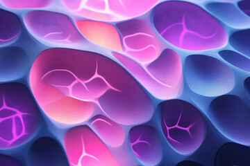 Poster - Abstract 3D render of a textured surface with vibrant pink and purple glowing patterns.