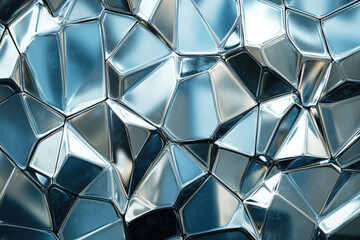 Aufkleber - Abstract metallic background with a cracked, faceted, and reflective surface texture.