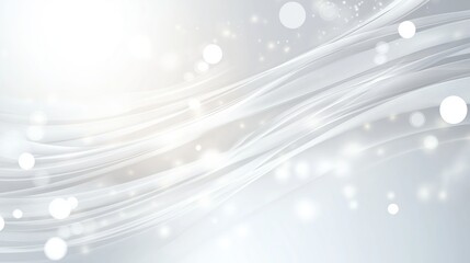 Poster - Soft white wavy lines curving across bright background with blurred bokeh, conveying luxurious elegant design aesthetic for sophisticated visual compositions