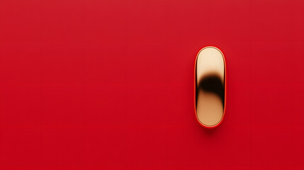 Leinwandbilder - Metallic object on a red backdrop. Sophisticated design on a sleek, minimalist design. Bright light shining on an abstract object on red background.