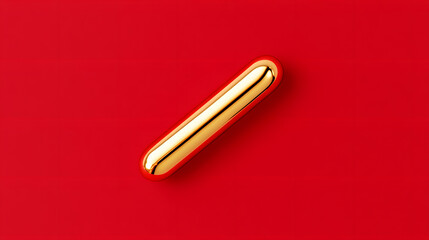 Poster - Elegant metallic object against a vibrant red backdrop. Smooth, glossy surface reflecting light. Modern aesthetic with minimalist composition.