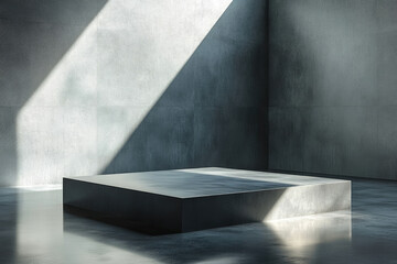 Poster - A minimalist concrete platform bathed in sunlight, ideal for product display or showcasing.