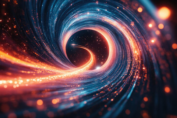 Aufkleber - a swirling vortex of light and energy, resembling a cosmic tunnel or wormhole through space.