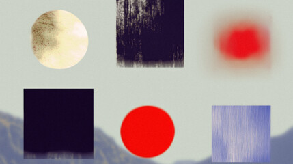 Fototapete - Abstract geometric shapes with textured background in earthy tones