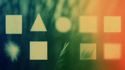 Fototapete - Abstract geometric shapes on blurred nature background with gradient colors