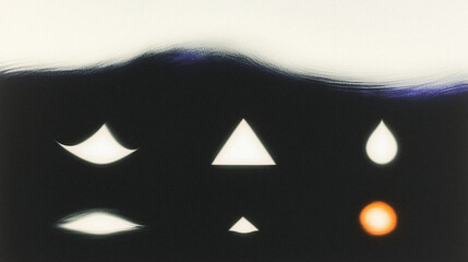 Fototapete - Abstract geometric shapes on dark background with soft gradients and light effects
