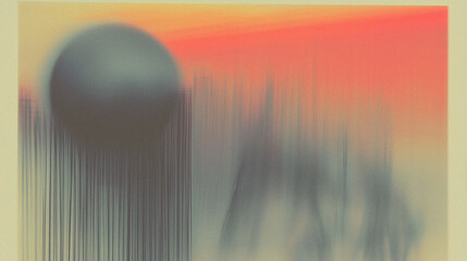 Poster - Abstract colorful motion blur with geometric sphere in sunrise tones