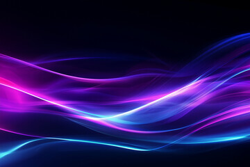 Wall Mural - Blue purple wave line light gradient dark background. Digital backdrop of enormous data and abstract technologies. Dynamic rendering