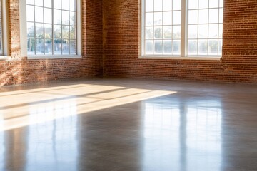 Poster - Bright, spacious interior of a modern room with large windows and sunlight