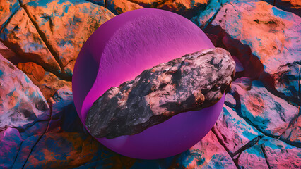 Poster - An Abstract Background Featuring a Deep Purple Lilac Gradient With a Rough Rock Texture That Appears to Be Close-up - Digital Art
