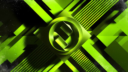 Poster - A Black Lime Green Abstract Background With Geometric Shapes and Diagonal Line Stripes Creating a 3D Shadow Effect - Digital Art